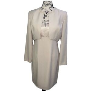 Vintage Nahdree Collection Cream Sheath Dress & Pearl Bolero Jacket Set